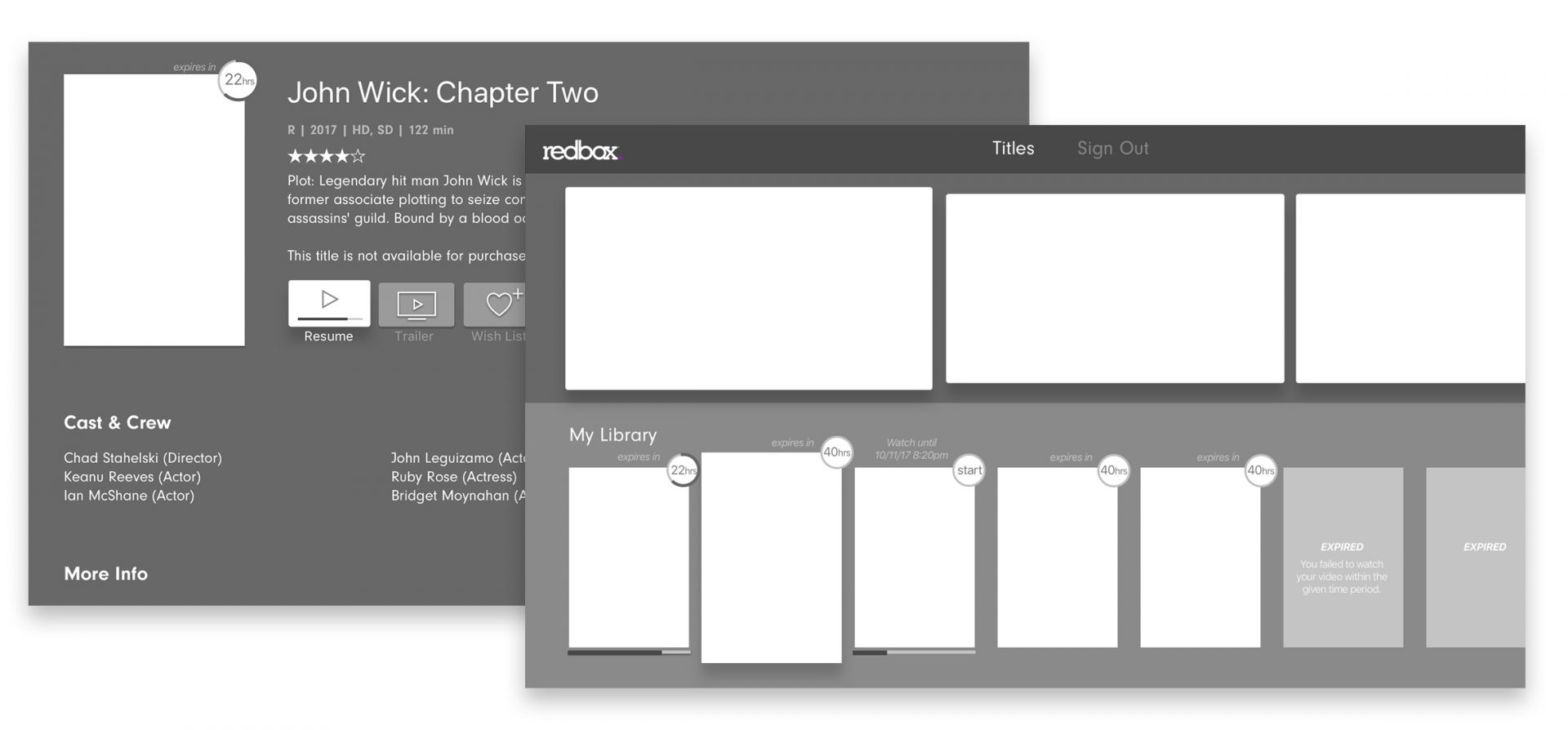 redbox appletv wireframes