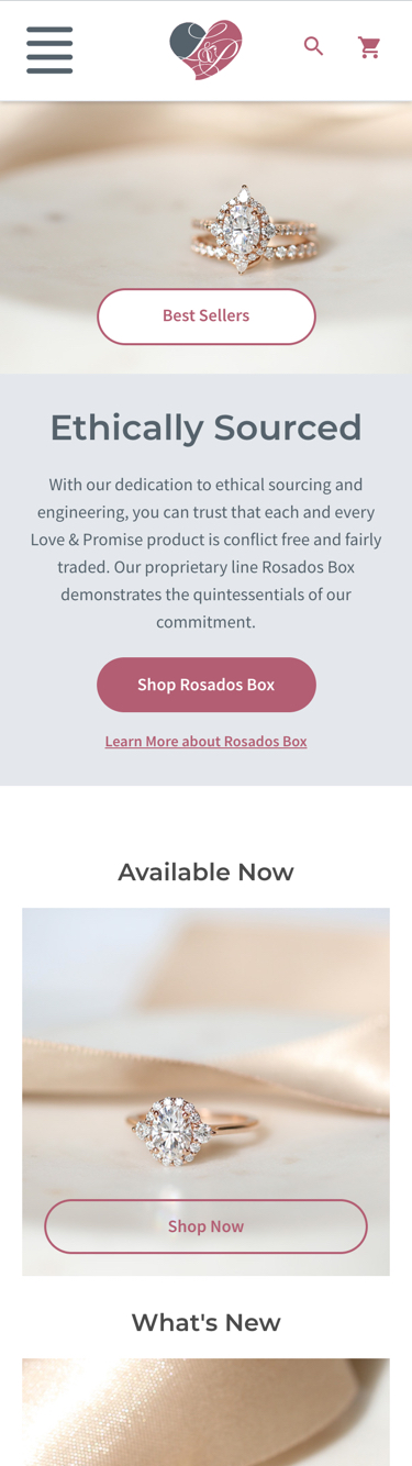 Love Promise website mobile