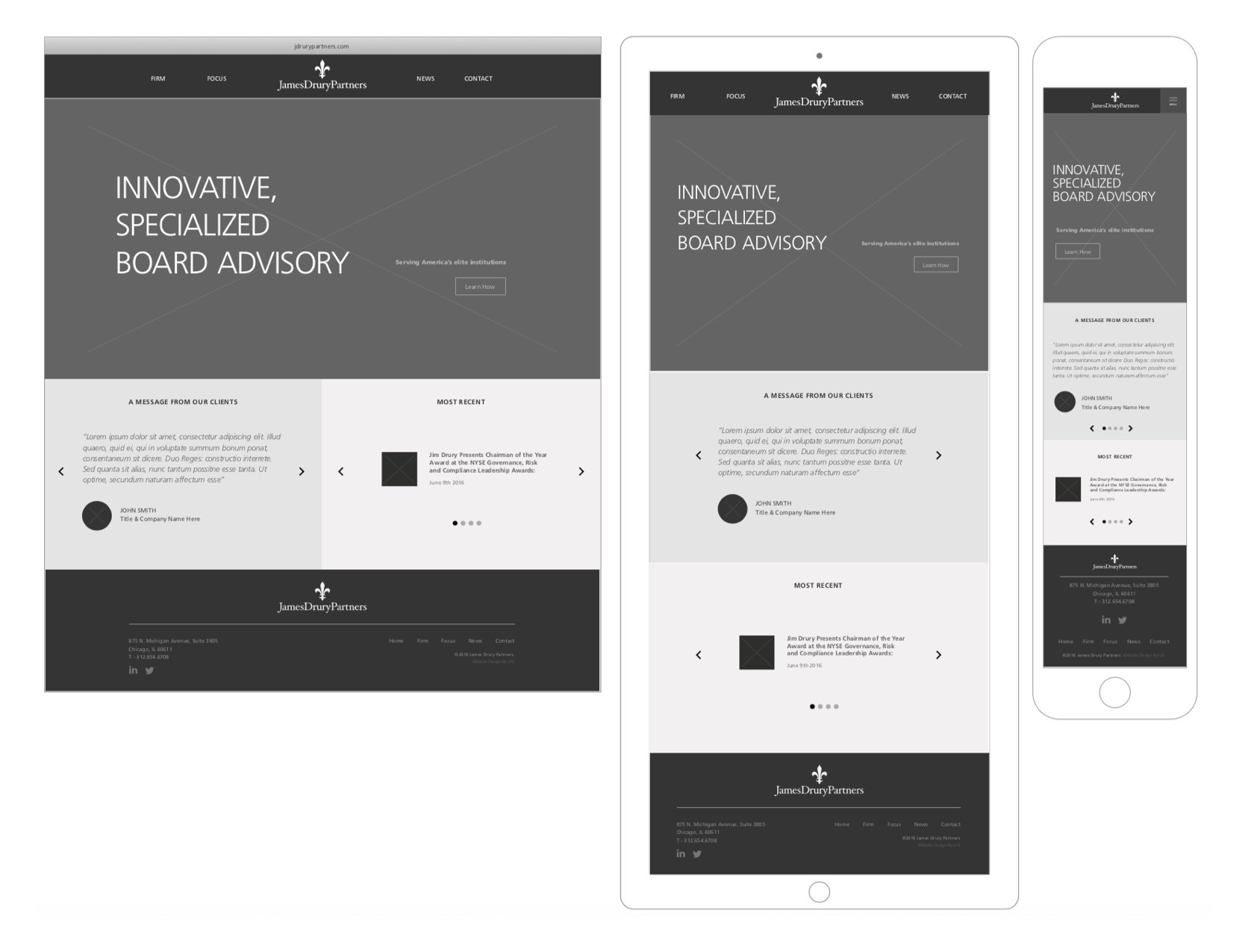 James Drury Partners wireframes