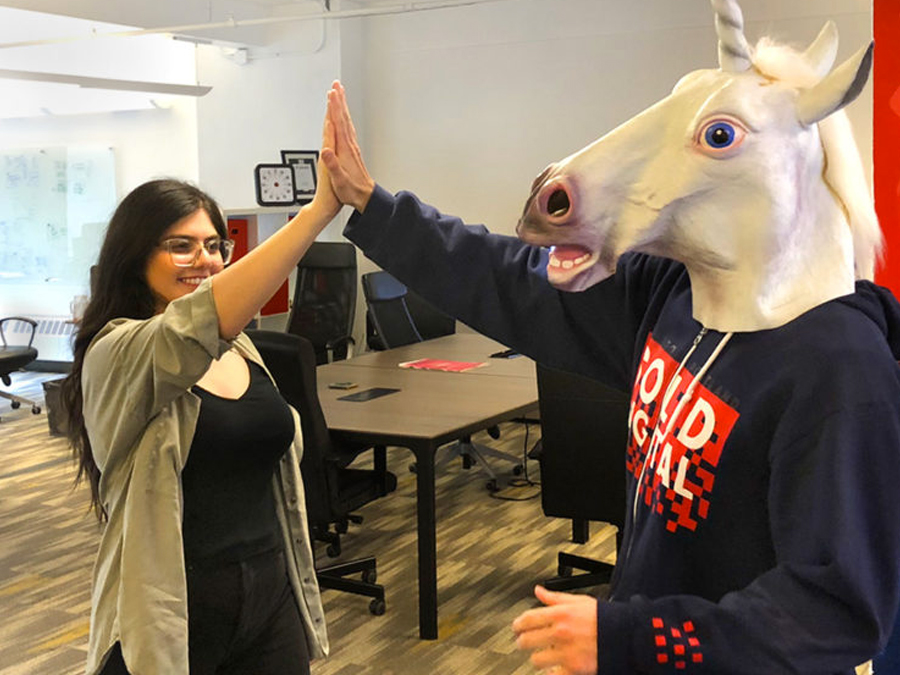 Chicago web design agency employees high-fiving