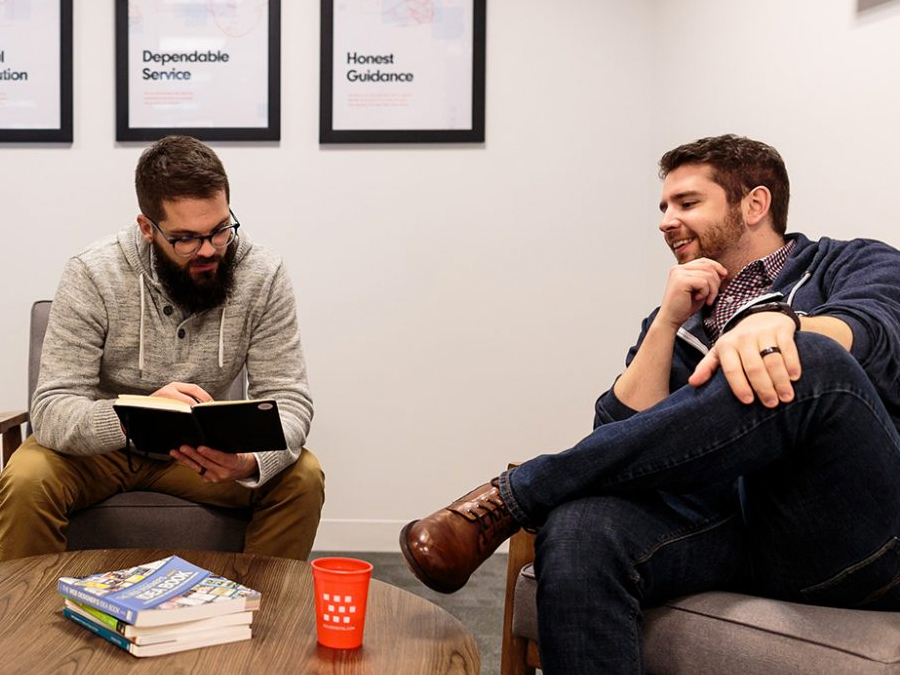 Chicago web design agency: employees discussing strategy