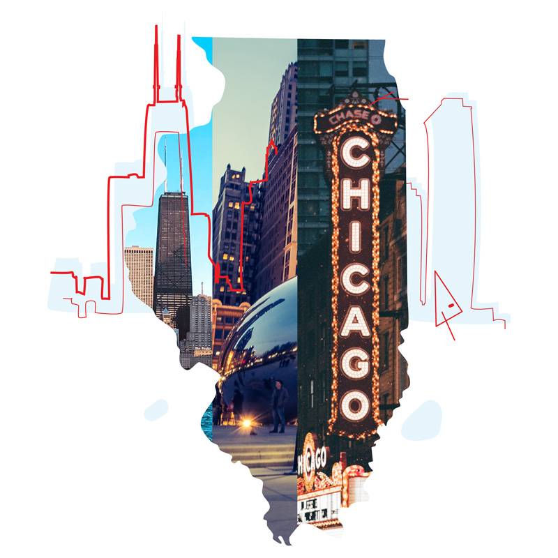 Graphic of Illinois and Chicago
